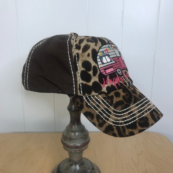 KB ETHOS Vintage Happy Camper Adjustible Animal Print Ball Cap OSFA - Picture 3 of 7